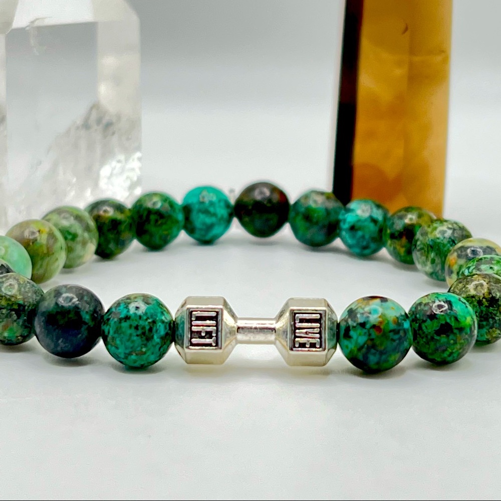 African Turquoise 8mm beads Live Lift Bracelet.